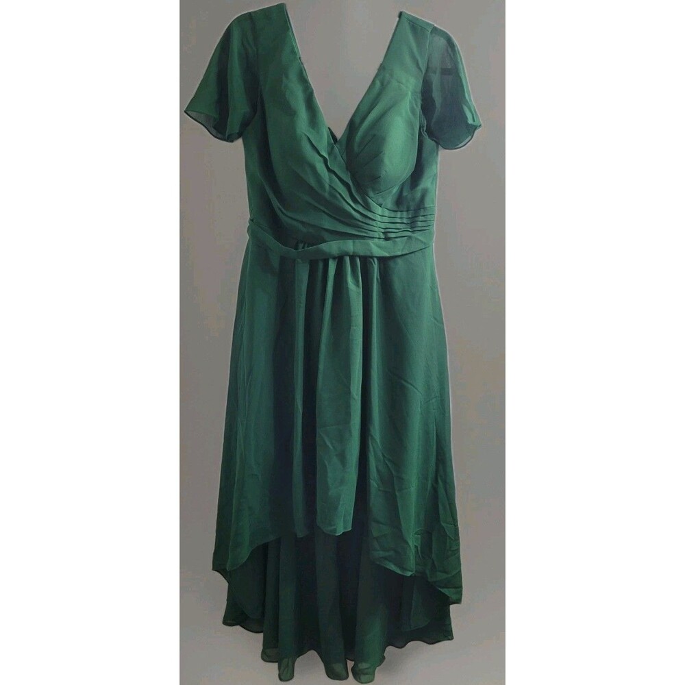 Lavetir Women’s Size 12 Emerald Green Hi Low Dress Holiday Cocktail Lace Up Back